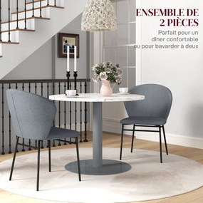 Conjunto de 2 cadeiras de sala de jantar com assento estofado em tecido com aspeto de linho (MESA NÃO INCLUÍDA) pés de aço estáveis, design moderno, c