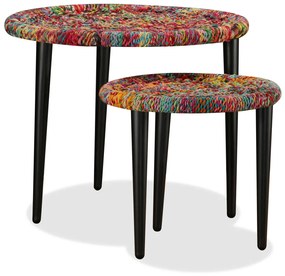 Conjunto mesas de centro 2 pcs detalhes chindi multicor
