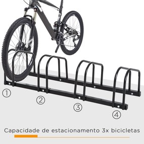 HOMCOM Estacionamento para 4 Bicicletas Suporte de Aço para Estacionar