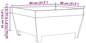 Fogo Fossa Quadrada Preta 80x80x43 cm em Aço da vidaXL