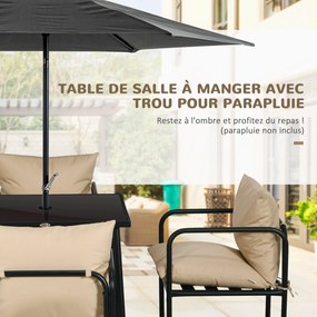 Conjunto de jardim com mesa e cadeiras (5 peças): 1 mesa de jantar quadrada e 4 cadeiras, com 4 almofadas