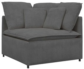 Sofá modular com almofadas tecido corduroy cinzento-escuro