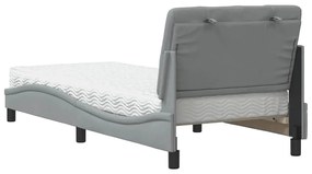 Cama com colchão 90x200 cm tecido cinzento-claro