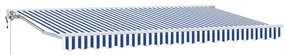 Toldo Retrátil Azul e Branco 350x200 cm Poliéster e Alumínio