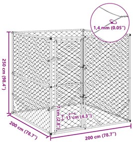 Canil de exterior 2x2x2 m aço galvanizado prateado