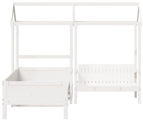 Conj. sofá-cama e banco c/ telhado 90x190cm pinho maciço branco