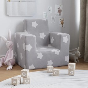 vidaXL Sofá infantil de c/ estrelas pelúcia cinzento-claro