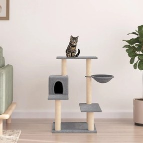 vidaXL Árvore p/ gatos c/ postes arranhadores sisal 82,5cm cinza-claro
