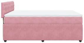 Cama com molas/colchão 160x200 cm veludo rosa