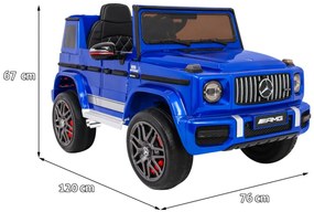 Carro elétrico para Crianças Mercedes G63 12V, Rodas	Espuma EVA, Assento couro ecológico Azul Pintado