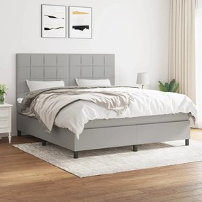 vidaXL Cama com molas/colchão 160x200 cm tecido cinzento-claro