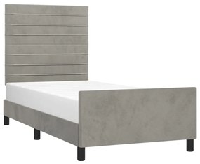 Estrutura de cama sem colchão 90x200 cm veludo cinzento-claro