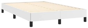 Cama box spring c/colchão/LED 120x190cm couro artificial branco