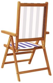 Cadeiras jardim reclin. 6 pcs tecido/madeira maciça azul branco