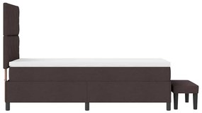 Cama Box com Colchão e Banco Castanho Escuro 90x200 cm