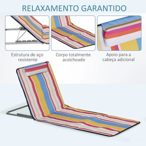 Conjunto de 2 Esteiras de Praia Dobráveis 124x53x50cm com Encosto Ajus