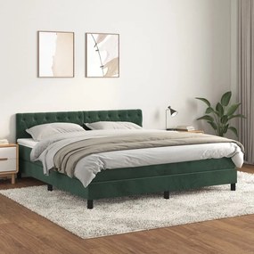 vidaXL Cama com molas/colchão 160x200 cm veludo verde-escuro