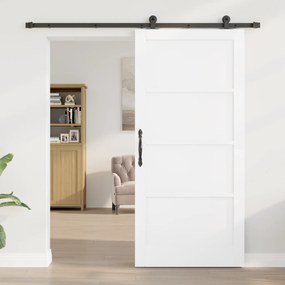 Porta Deslizante da vidaXL com Conjunto de Ferragens Brancas 93x202 cm