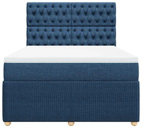 Cama com molas/colchão 160x200 cm tecido azul