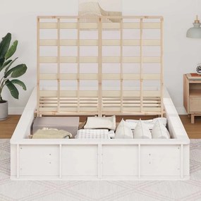 Cama Branca com Armazenamento Elevatório - 140 x 200 cm