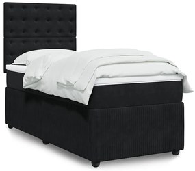 Cama com molas/colchão 100x200 cm veludo preto