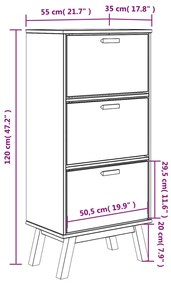 Sapateira OLDEN 55x35x120 cm pinho maciço cinzento/castanho