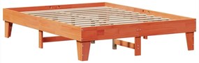 Cama sem colchão 140x200 cm madeira pinho maciça castanho-mel