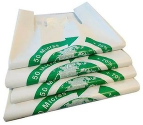Mala de Compras Branco Biodegradável 50 X 60 cm (100 Unidades)