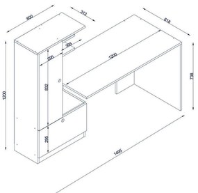 Secretária Domingos – Branco Nogueira – 149,5x120x61,8 cm | Tribo Home
