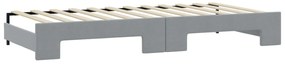 Sofá-cama c/ gavetão e colchões 100x200cm tecido cinzento-claro