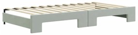 Sofá-cama com gavetão 100x200 cm veludo cinzento-claro