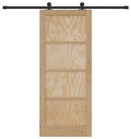 Porta de Correr com Conjunto de Ferragens 83x202 cm Madeira Maciça de