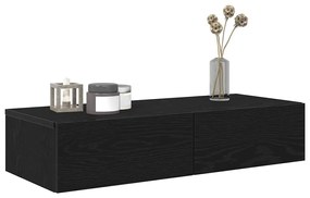 Prateleira parede c/ gavetas 80x33x17 cm deriv. madeira preto