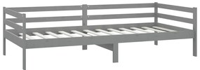 Sofá-cama com colchão 90x200 cm pinho maciço cinzento