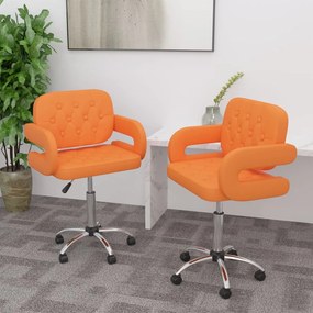 vidaXL Cadeiras de jantar giratórias 2 pcs couro artificial laranja
