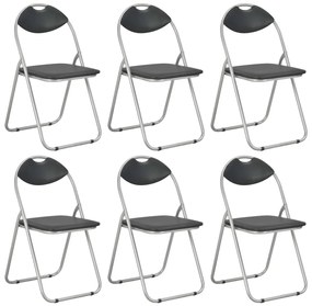Cadeiras de jantar dobráveis 6 pcs couro artificial preto
