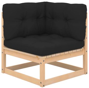 5 pcs conjunto lounge de jardim c/ almofadões pinho maciço