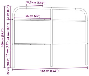 Cabeceira de cama 135 cm derivados madeira/aço carvalho sonoma