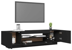 Móvel de TV com luzes LED 160x35x40 cm preto