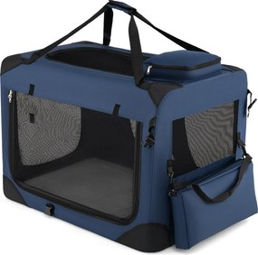 Transportadora dobrável tamanho L 83,5 x 58 x 58 cm para animais de estimação, com janelas de rede, 3 portas, cama felpuda e bolsos removíveis, para u