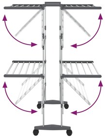 Estendal com 2 prateleiras/rodas 60x70x106 cm prateado