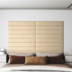 Painel de parede 12 pcs 90x15 cm tecido 1,62 m² cor creme