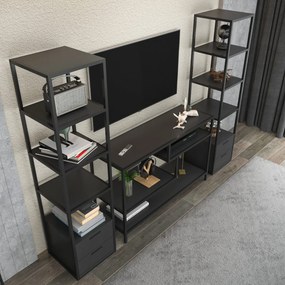 Móvel TV Robbins – Preto Antracite – 198 cm x 39 cm x 160 cm