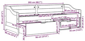 Sofá-cama com 3 gavetas sem colchão 90x200 cm IRUN preto