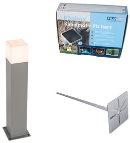 Candeeiro de exterior 50cm cinzento com estaca de terra e manga para cabo - Dinamarca Moderno