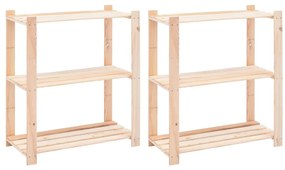 2 unidades arrumação 3 prateleiras 80x38x90cm pinho 150 kg