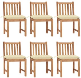 Cadeiras de jardim 6 pcs c/ almofadões madeira de teca maciça