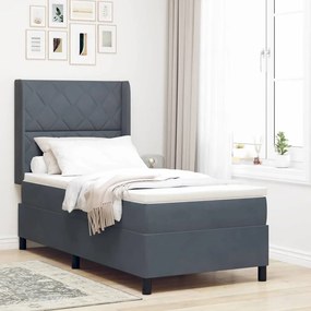 Cama Box Spring com Colchão VidaXL Cinza Escuro 90x190 cm Veludo