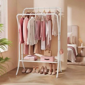 Guarda roupa com 2 varões para roupa em metal 46 x 100 x 155 cm com prateleira branco