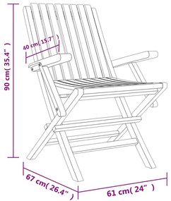 Cadeiras de jardim dobráveis 2 pcs 61x67x90 cm teca maciça